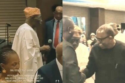 Epic Moment Obasanjo Offered His Seat to PeterObi At an Event[Video]