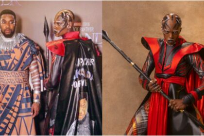 Black Panther: BBNaija’s Shegz, Hermes display Wakanda customs on red carpet
