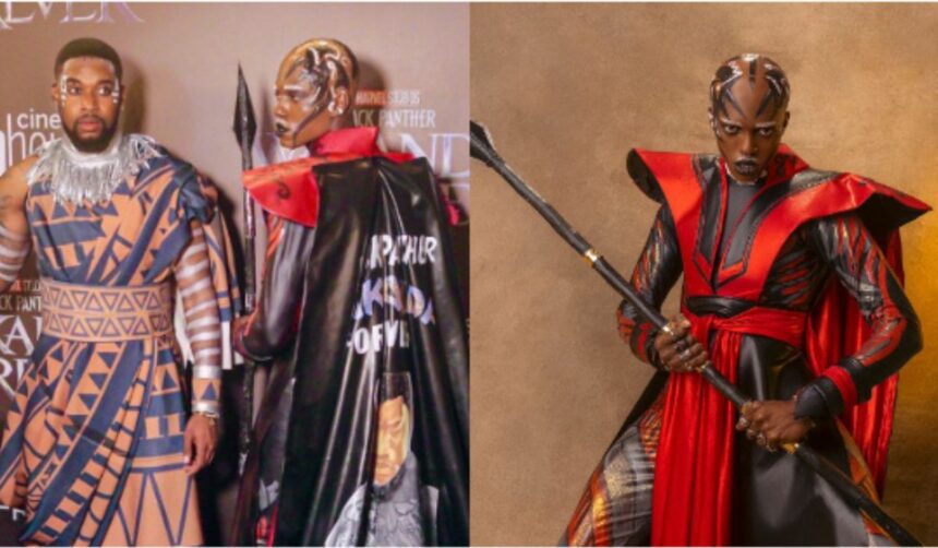 Black Panther: BBNaija’s Shegz, Hermes display Wakanda customs on red carpet