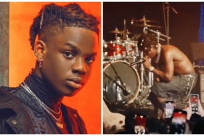 Fans panic as singer Rema fakes passing out on stage at UK concert