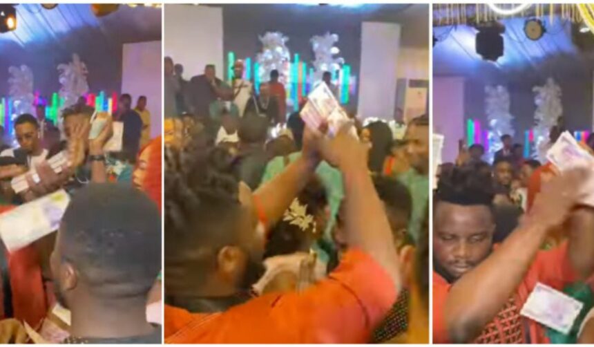 Comedian Sabinus makes naira rain at Sir Balo’s wedding