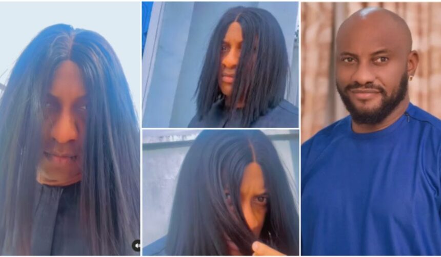 Wetin be this? - Nigerians react as Yul Edochie debuts new look with female wig