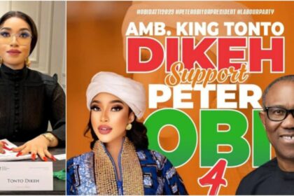 2023 presidency: Actress Tonto Dikeh declares support for Peter Obi