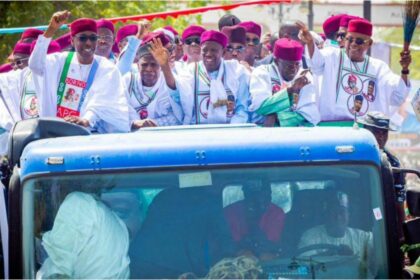 Maiduguri residents troop out in thousands to show support for Tinubu, Shettima of 2023 polls