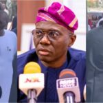 Gov Sanwo-Olu stands outside church, shakes hands with members as Nigerians react