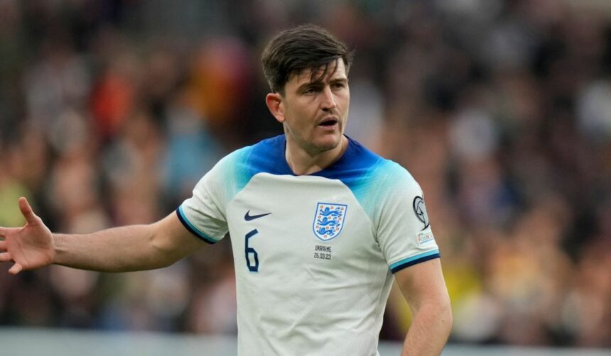 Harry Maguire reacts after being dropped from England’s Euro 2024 squad